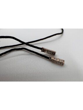 Pandora 925 Lariat Necklace Black Cord Sterling Silver Ends Adjustable Dainty